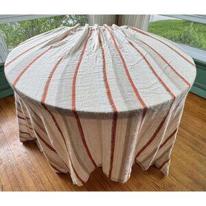 Vintage 70s pleated curtain, tan, orange, brown vertical stripes, price for one